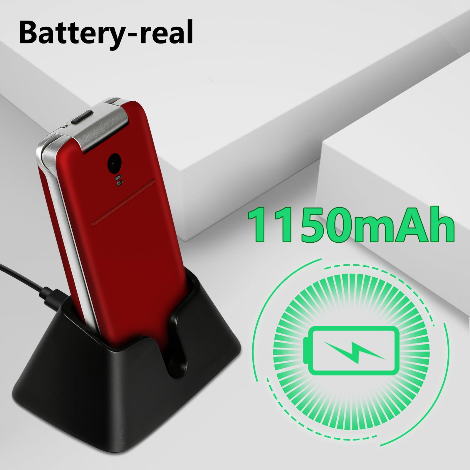 4G Unlocked Foldable Flip Phone for Seniors - SOS Emergency Button, Camera, FM Radio, Flashlight & Charging Dock - Simple Basic Mobile Phone for Elderly (Red) - Perfect for Emergency Calls, Outdoor Activities & Daily Communication