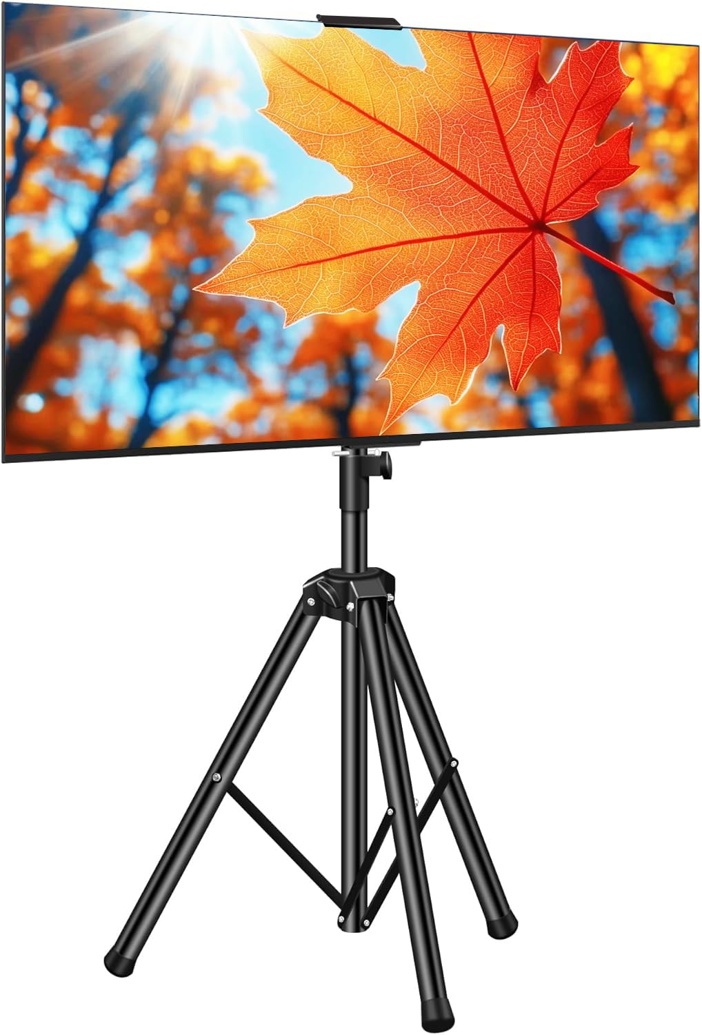 2-Be-Best Universal TV Tripod Stand for 30-55 inch LCD LED Flat Screen TVs - Adjustable Height & Angle, No Drilling Needed, Portable Floor Stand with Top Shelf - Perfect for Outdoor, Living Room & Bedroom TV Viewing
