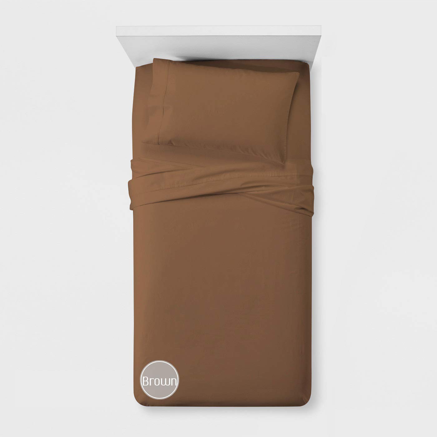 FBTS Basic Brown Twin Size Bed Sheets - 18