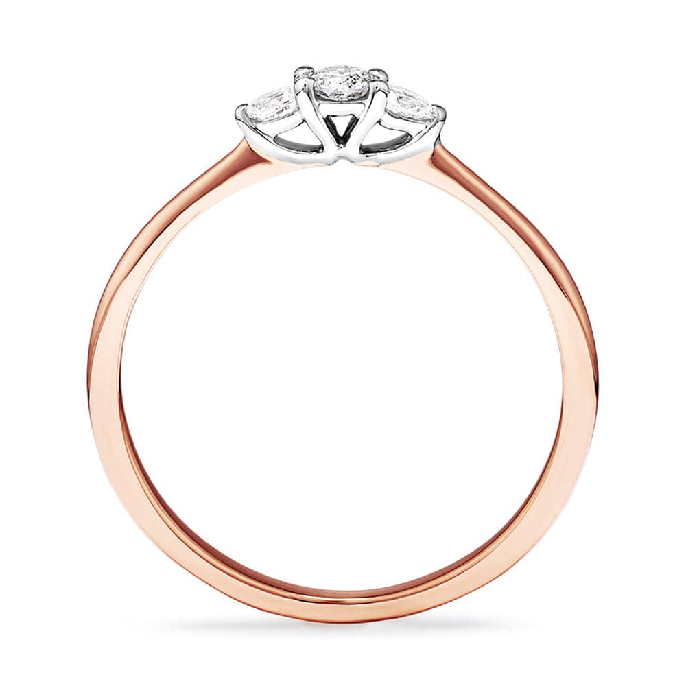 Three Stone Round Brilliant & Oval Cut Lab Grown Diamond Promise Ring for Engagement, Anniversary & Special Occasions