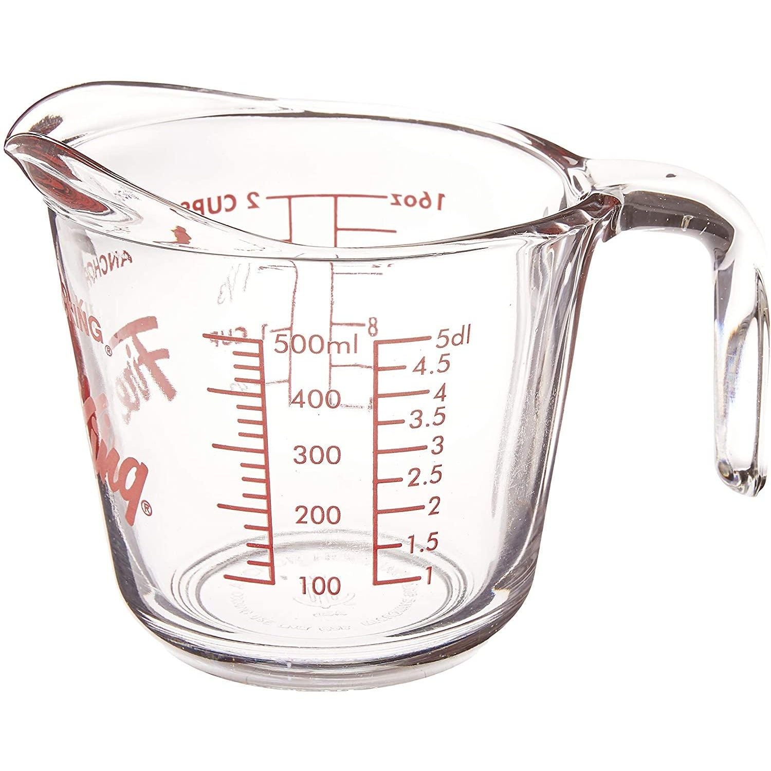 Anchor Hocking Fire King 16 Oz. Glass Measuring Cup - Durable & Heat Resistant for Baking, Cooking & Mixing - Perfect for Kitchen & Laboratory Use