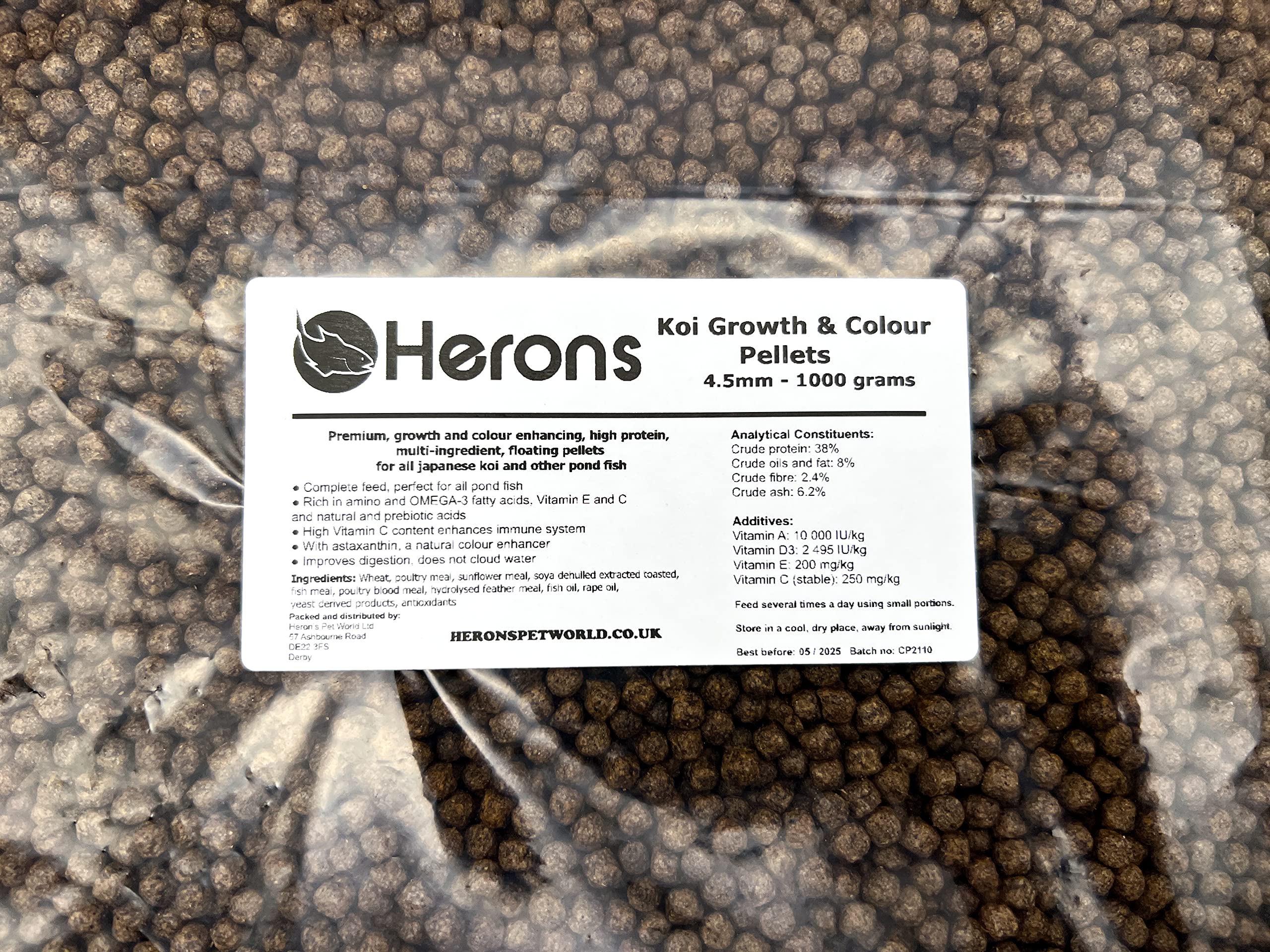 Premium Koi Fish Food Pellets 4.5mm - 1KG | High Protein Growth & Color Enhancing Food for Koi Carp, Shubunkin & Goldfish | Multi-Ingredient Pond Fish Diet | Perfect for Outdoor Ponds & Water Gardens