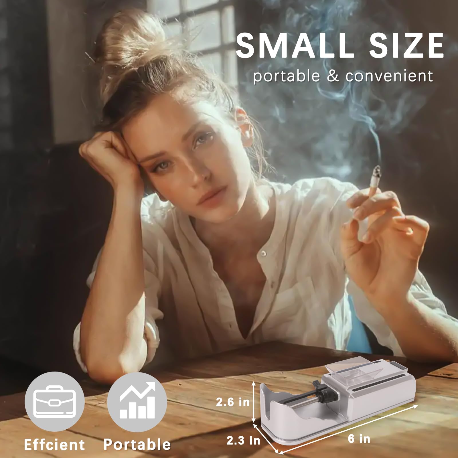 Electric Automatic Cigarette Rolling Machine - Portable Tobacco Injector Roller Maker (Silver) | Perfect for Home Use, Travel & DIY Cigarette Making