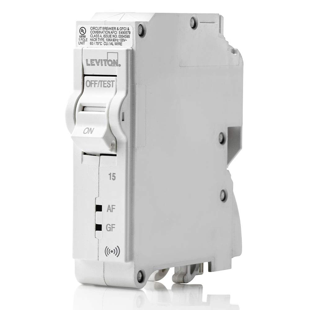 Leviton LB115-DS 15 Amp 1-Pole Plug-On Smart AFCI/GFCI Circuit Breaker - Hydraulic Magnetic, 120V AC, White - Perfect for Home Electrical Safety & Smart Panel Upgrades