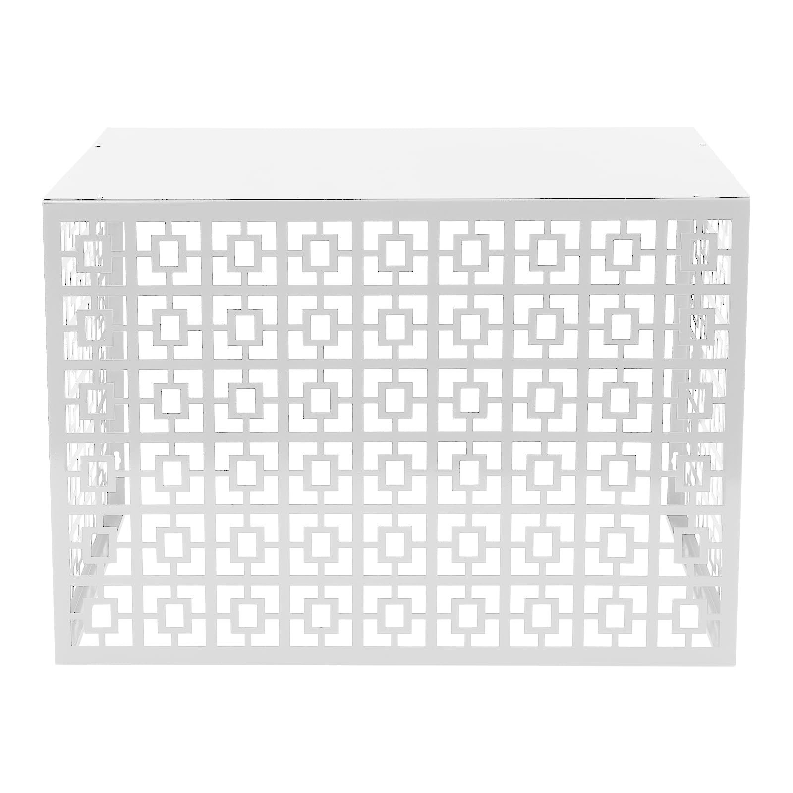 Free Standing White Metal Air Conditioner Privacy Fence Screen for Outdoor AC Units - 43.3” x 21.6” x 31.5” - Perfect for Enclosing Pool Equipment & Hiding 2-3 AC Units - Great for Backyard, Patio & Home Exterior Decoration