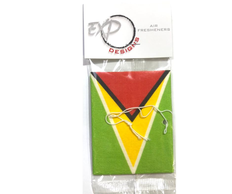 Premium Guyana Flag Car Air Freshener - Long Lasting Fragrance for Vehicles, Offices & Home Decor - Show Your National Pride