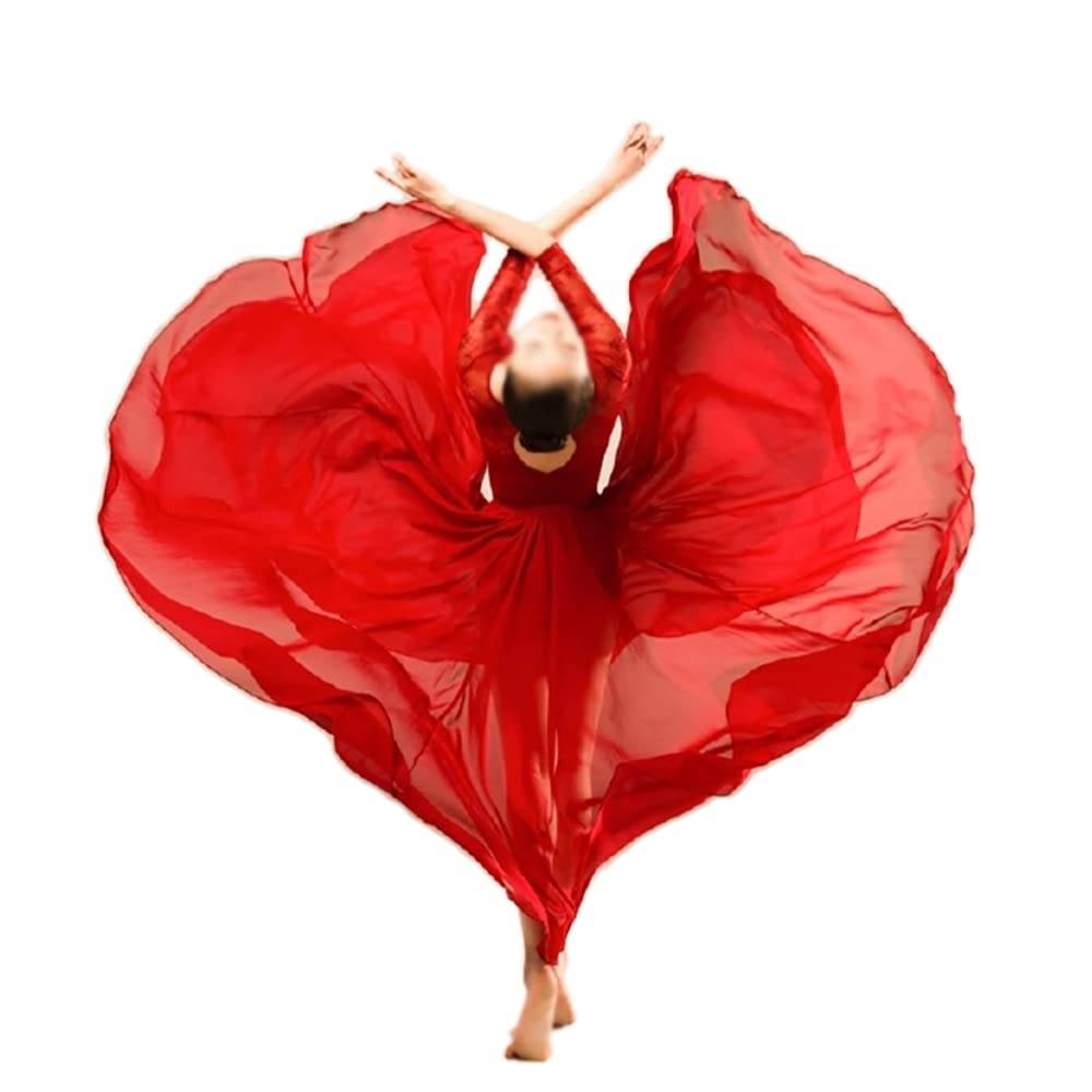 Whitewed Elegant Flowy Chiffon Long Full Circle Dance Skirt for Photoshoot, Performance, and Special Occasions