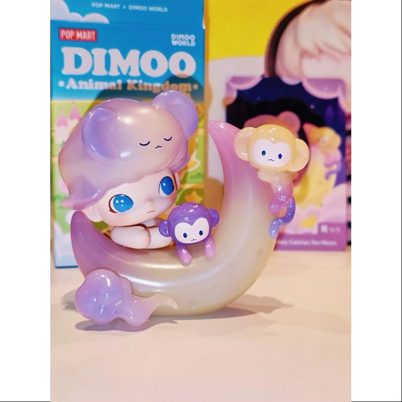 DIMOO Animal Kingdom Series Secret Monkey Catches the Moon - Cute Collectible Blind Box Figure for Kids & Adults - Perfect for Home Decor, Gifts, and Toy Collections