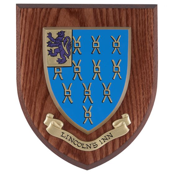 Lincoln's Inn Crest Hand Painted Wooden Wall Shield - Medieval Decor for Home, Office & Castle - Perfect for History Lovers & Heraldry Enthusiasts