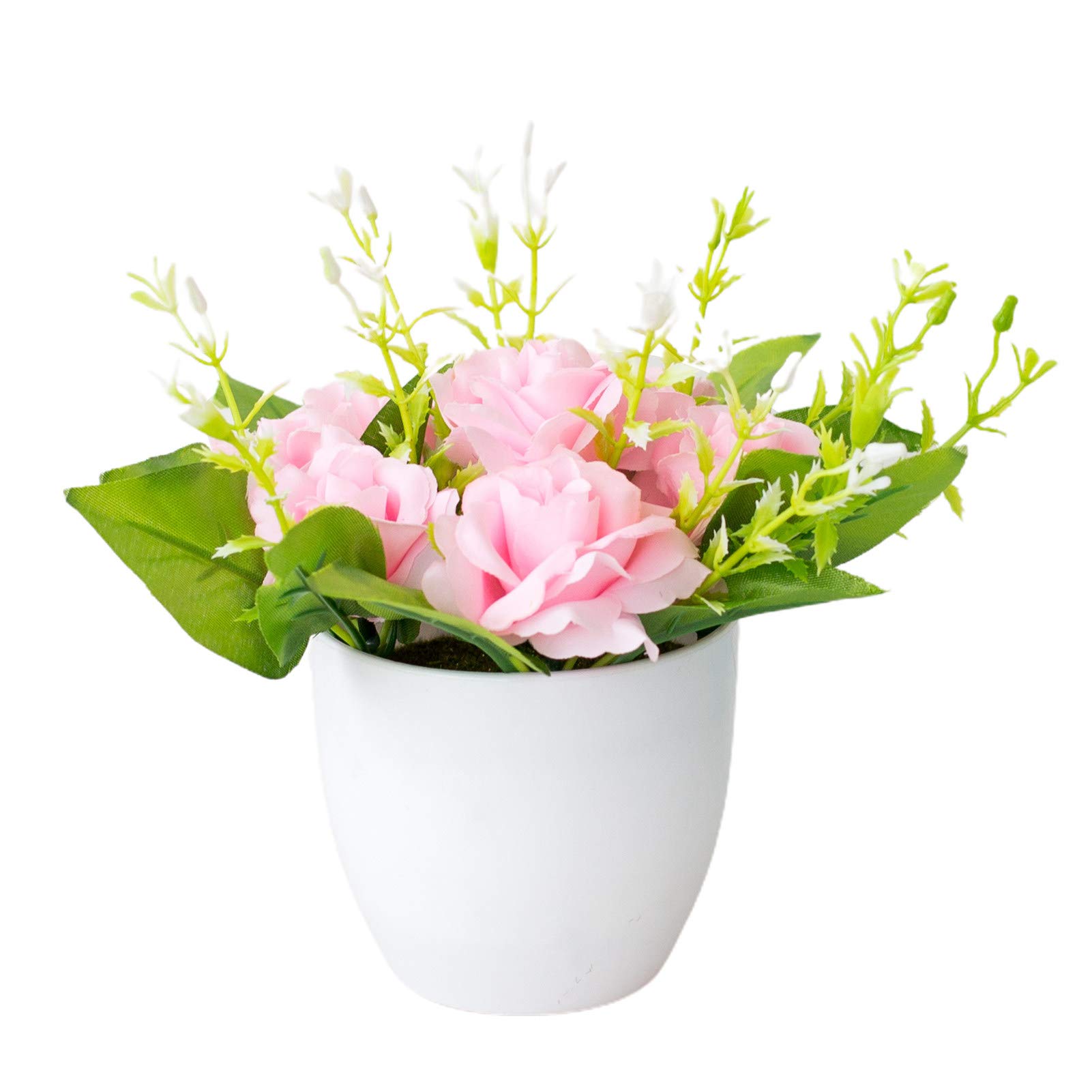 Artificial Rose Potted Bonsai - Realistic Fake Flowers for Home & Garden Decor (Rose Pink) | Perfect for Table Centerpieces, Wedding Decor, Office Desk & Indoor Plant Lovers