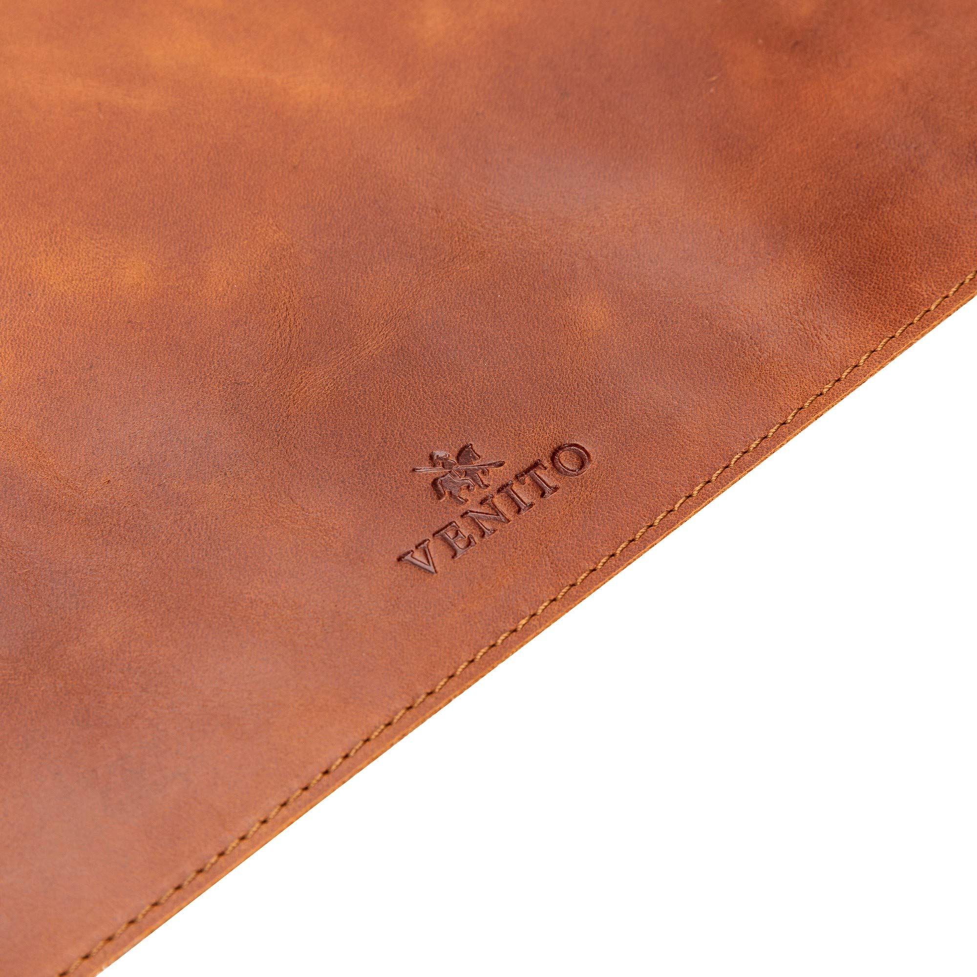 Venito Premium Leather Desk Pad 36x19 Inches - Large Office Mouse Pad for Computer, Laptop & Workspace - Home Office Accessories in Antique Brown - Perfect for Desk Organization & Ergonomic Comfort