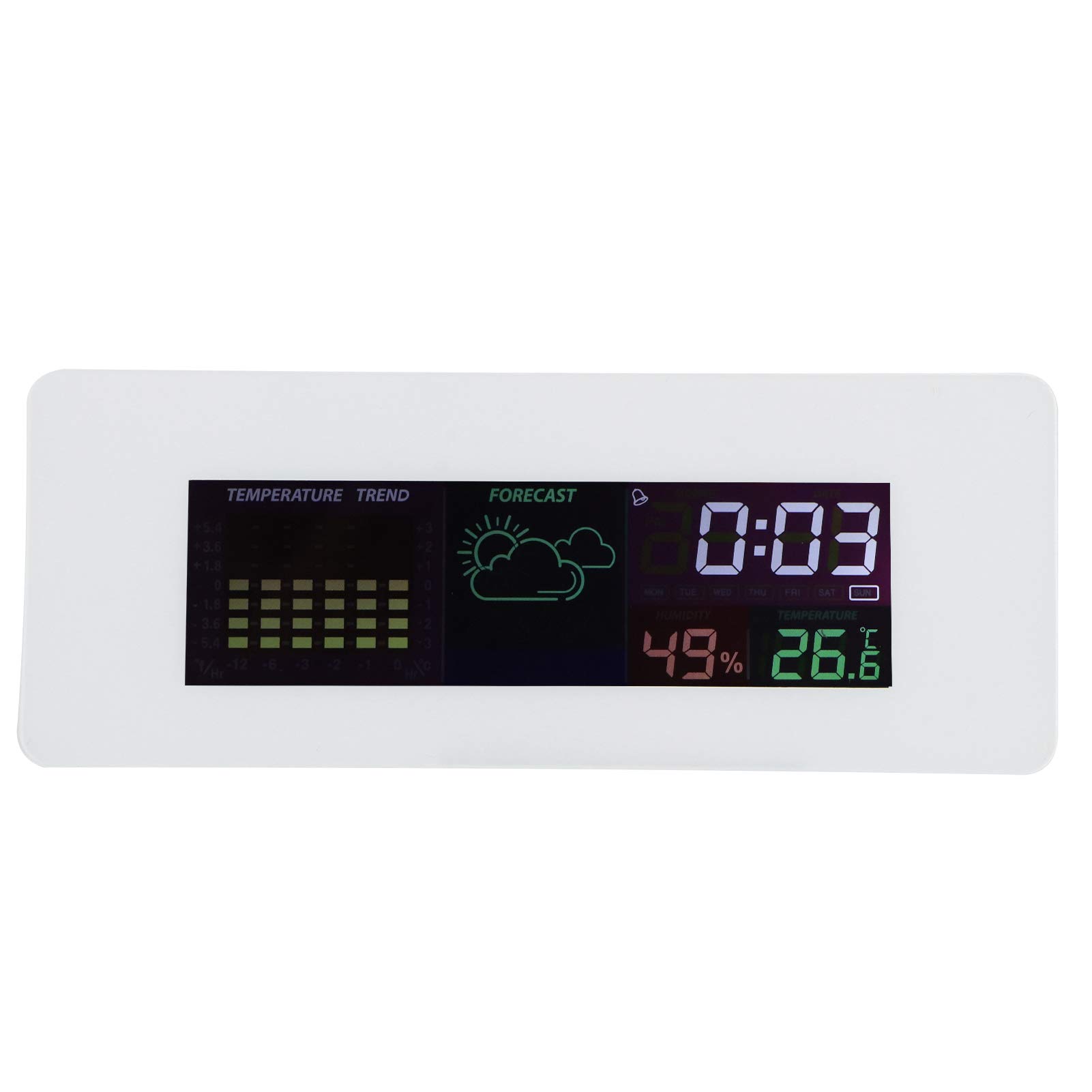 01 Digital Alarm Clock with Thermometer & Hygrometer - Small Calendar Desk Clock for Bedroom, Living Room, Office - 5.6x2.2x1.4in Lightweight Design - Perfect for Home, Travel & Gift Giving