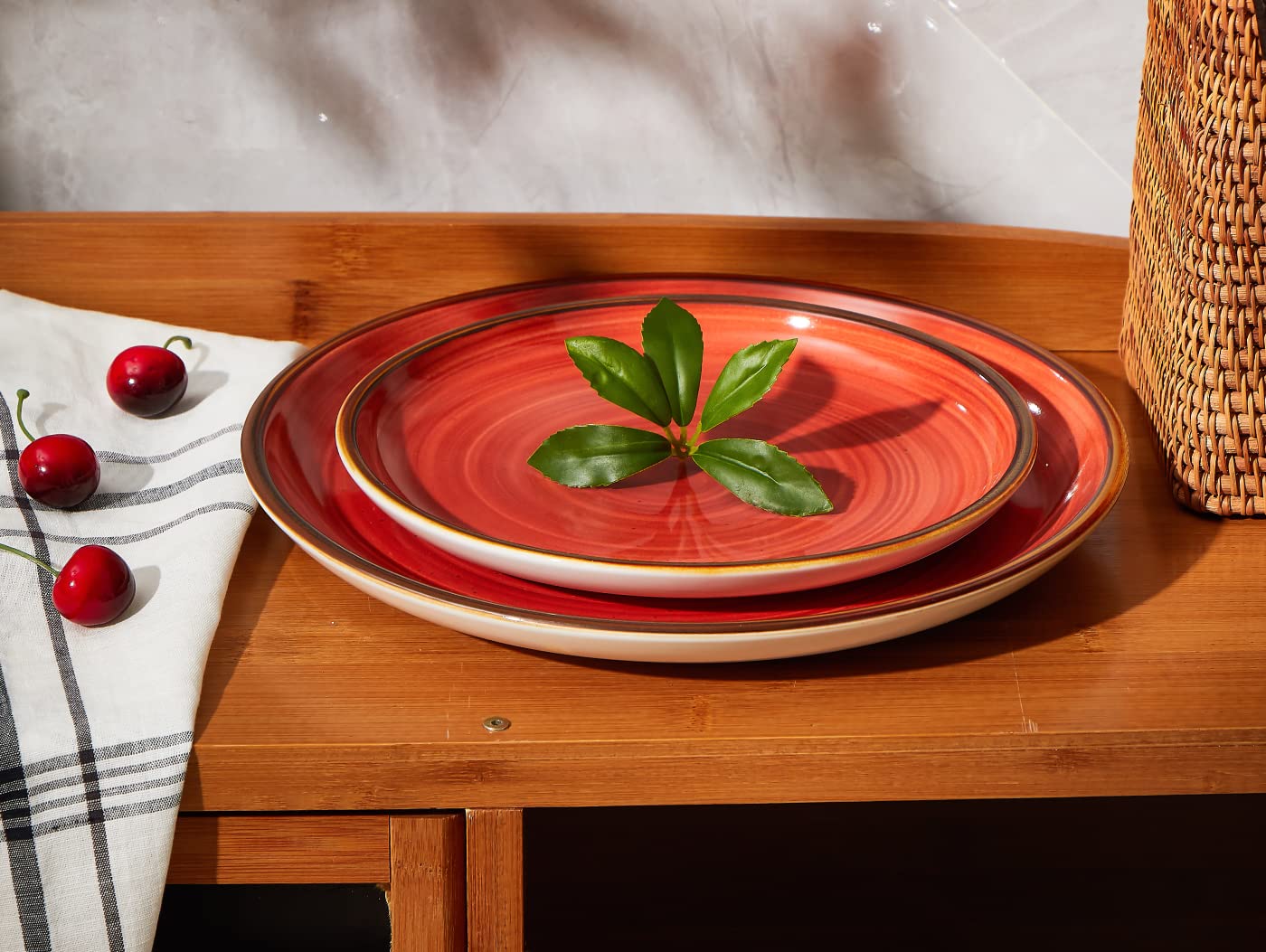 ONEMORE 8.5 Inch Porcelain Dinner Plates Set of 4 - Microwave, Oven & Dishwasher Safe Ceramic Plates for Dessert, Salad & Appetizers | Elegant Speckled Serving Dishes for Dining, Parties & Home Decor