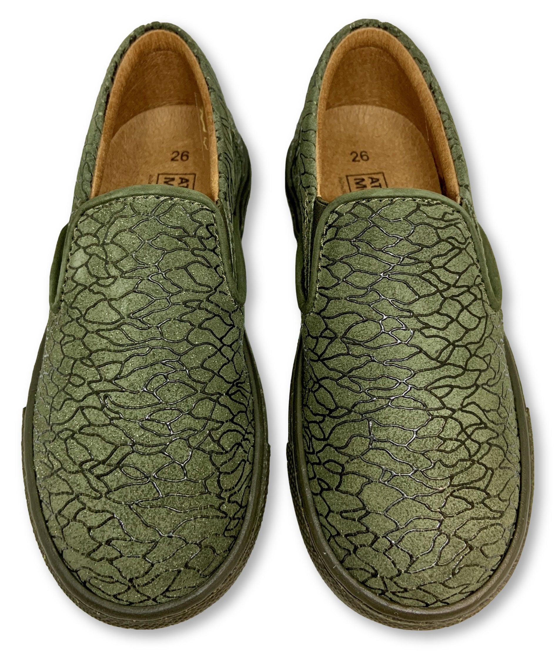 Atlanta Moccasin Slip-On Sneakers for Men - Textured Leather Loafers in Hunter Green | Comfortable Casual Shoes for Work, Travel & Everyday Wear
