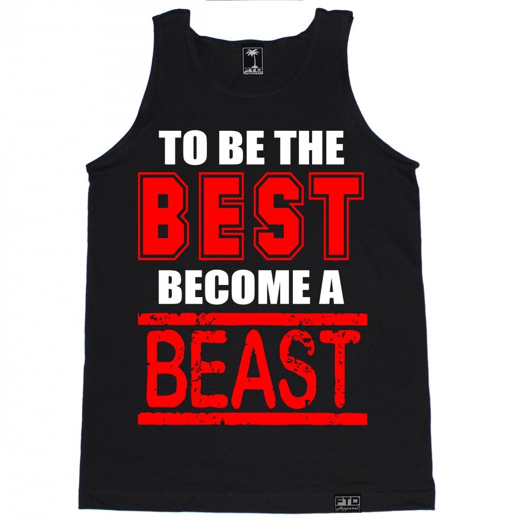 FTD Apparel Men's Motivational 'Become A Beast' Workout Tank Top - Gym & Fitness Training Shirt for Weightlifting, Running & Athletic Performance