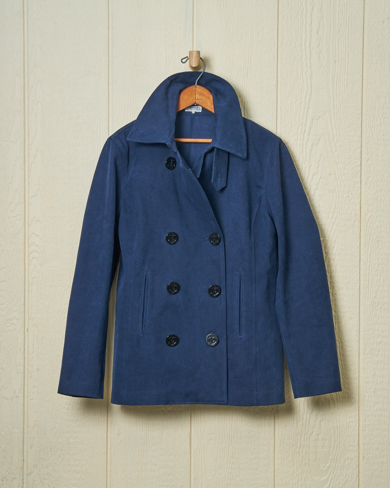 Navy Blue Women's Cropped Peacoat Jacket - Stylish Winter Outerwear for Casual & Office Wear