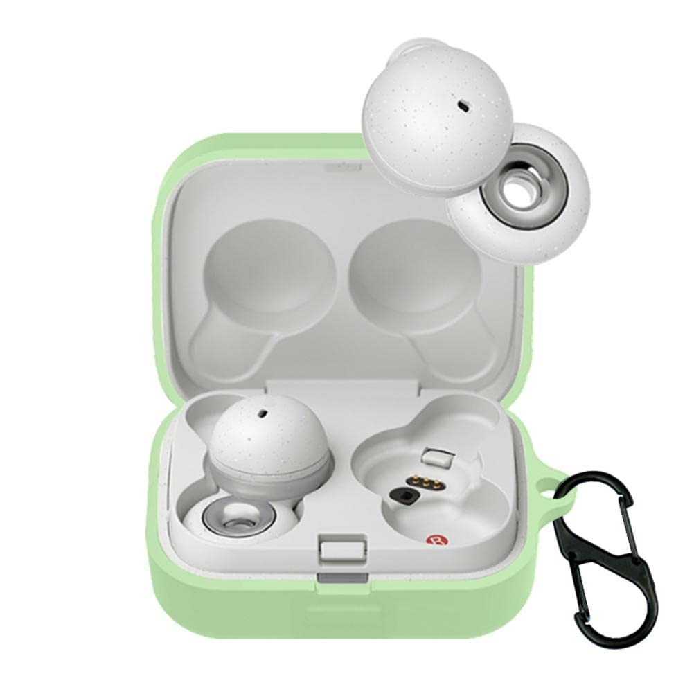 Osuner Silicone Protective Case Cover for Sony LinkBuds WF-L900 - Wireless Bluetooth Headphones Skin Sleeve with Keychain (Matcha Green) - Perfect for Travel, Gym, and Everyday Use