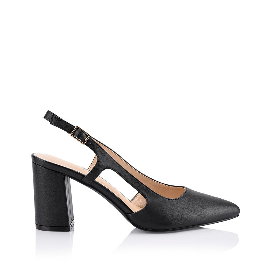 Enrique Women's Sling Back Block Heel Sandals - Black | Comfortable Chunky Heels for Party, Wedding & Evening Wear