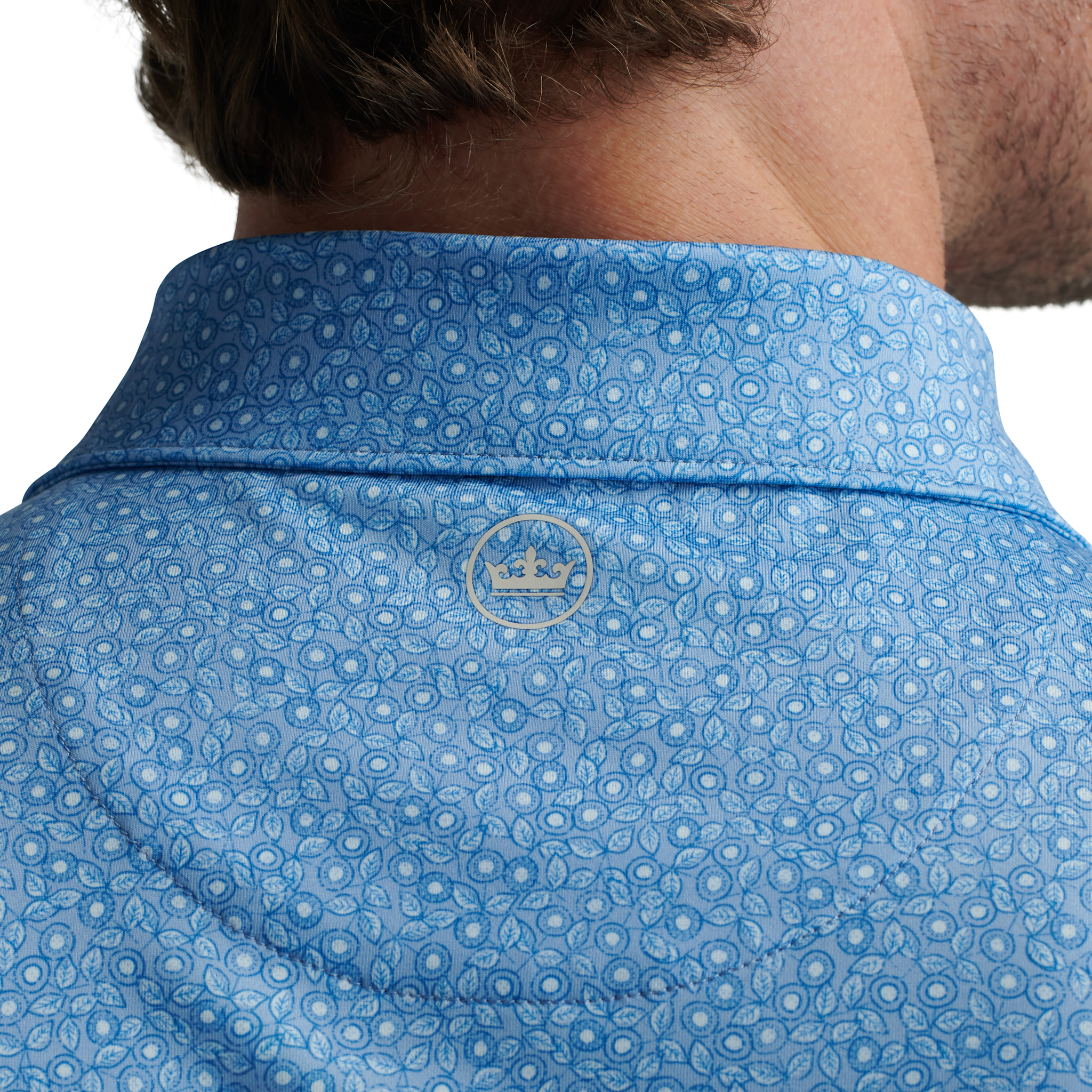 Peter Millar Men's Bristol Floral Performance Jersey Polo Shirt - Moisture-Wicking, Breathable Golf & Casual Shirt in Blue Fade for Summer Wear