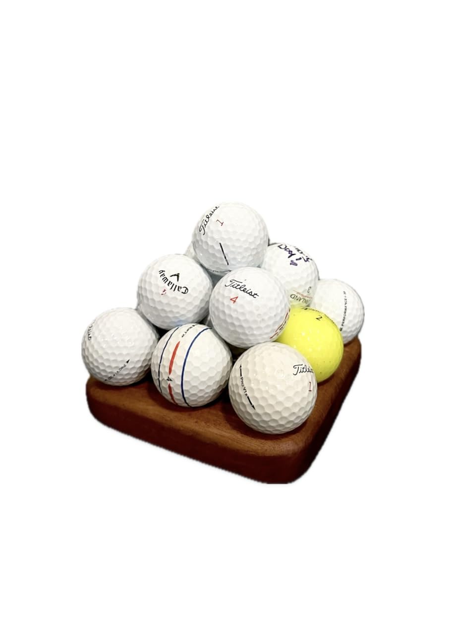 Premium Red Hardwood Pyramid Golf Ball Display Stand - Elegant Storage & Showcase for Collectible Golf Balls - Perfect for Home, Office, or Golf Club Decor