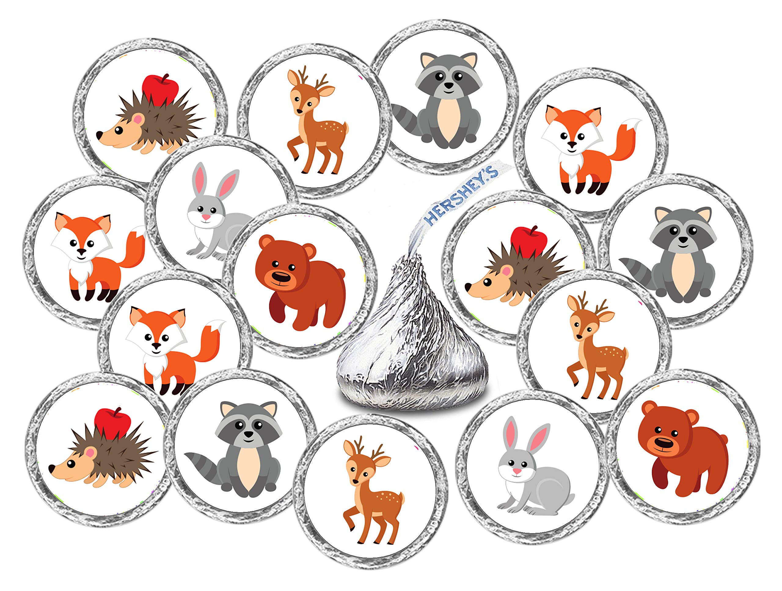 324 Forest Animals Kisses Labels - Woodland Creatures Stickers for Baby Shower & Birthday Party Decorations | Unisex Envelope Sealer Stickers | Made in USA | Perfect for Scrapbooking, Gift Wrapping & Party Favors