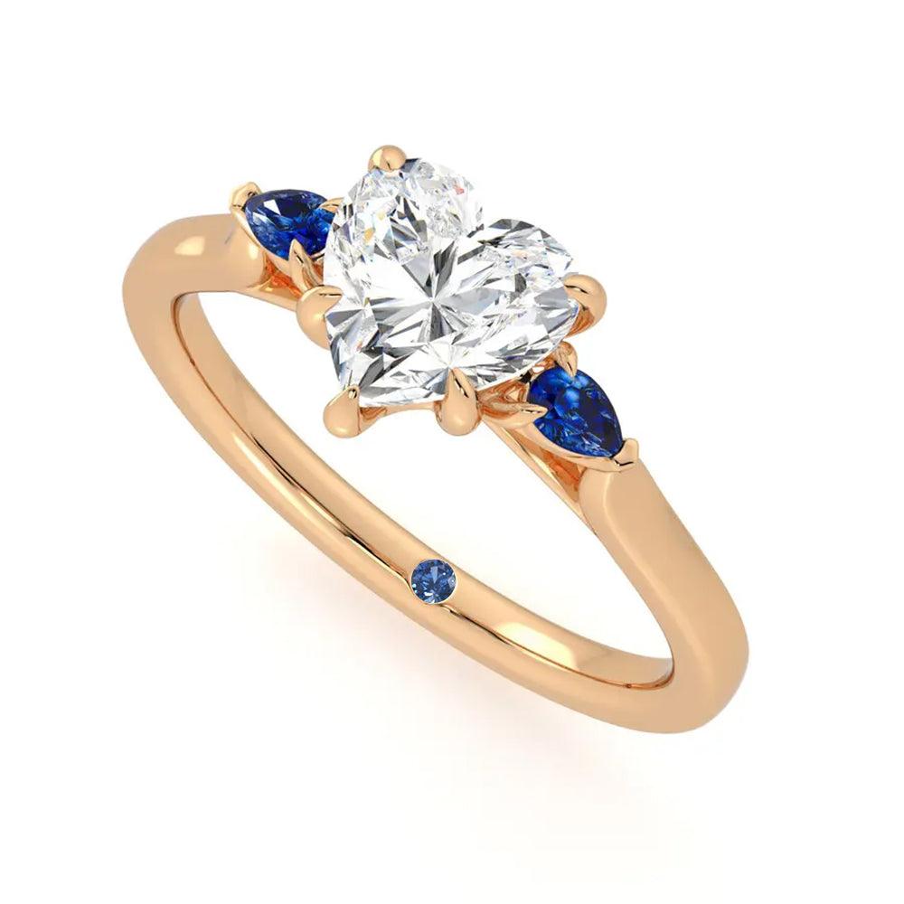 Three Stone Heart Shaped Moissanite Engagement Ring with Hidden Anniversary Stone Accent - Perfect for Proposals, Weddings & Anniversary Gifts