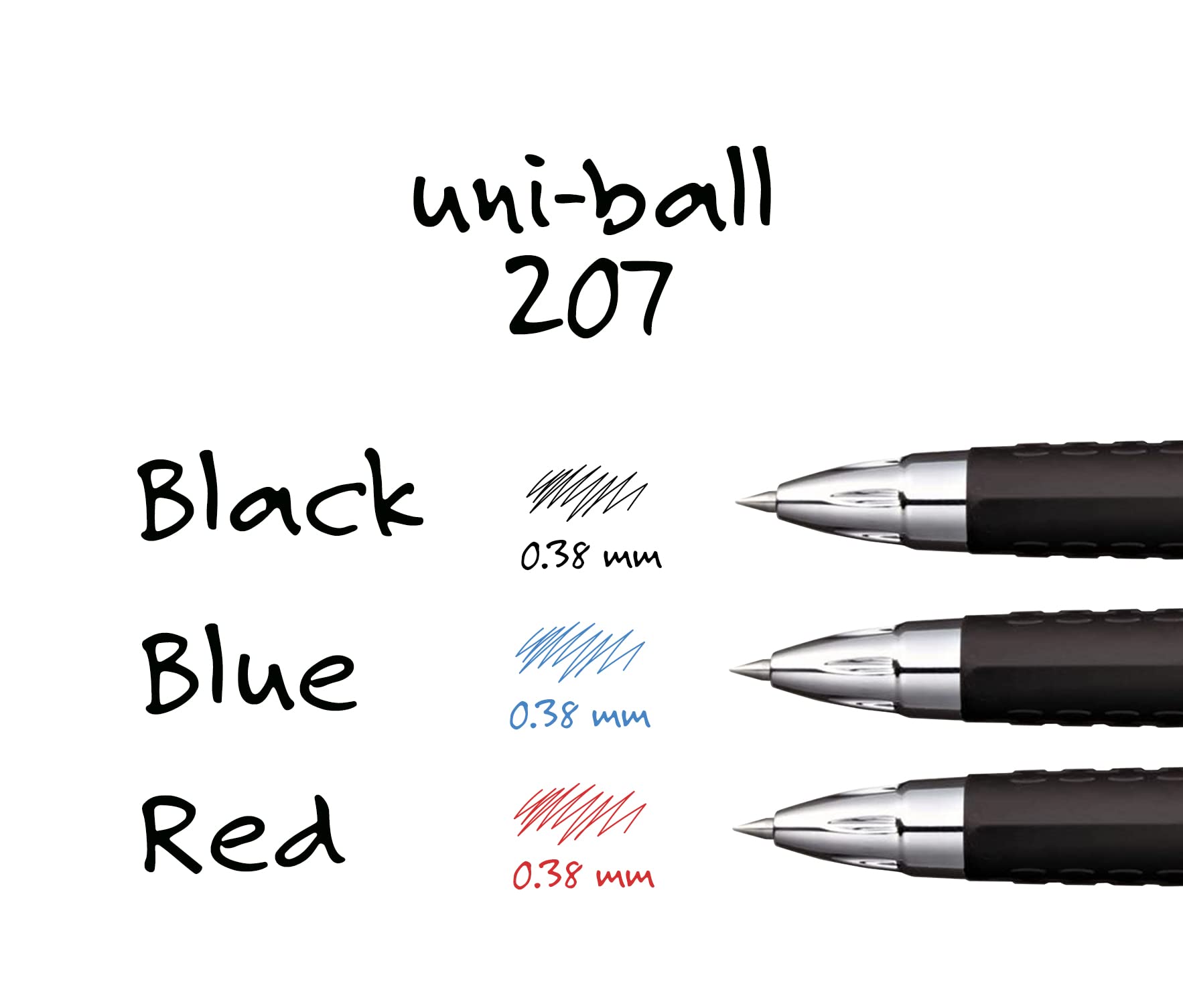 uni-ball 207 Retractable Gel Pens - 0.5mm Micro Point Fine Tip - Pack of 5 Blue Gel Ink Pens - Smooth Writing for Office, School & Note Taking