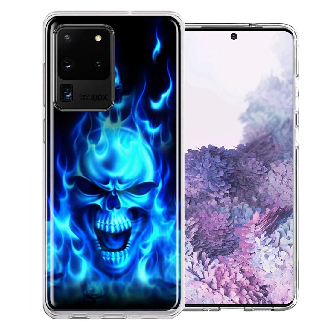 Samsung Galaxy S20 Ultra Phone Case - Flaming Skull Design Double Layer Protective Cover for Shock Absorption | Perfect for Outdoor, Travel & Daily Use
