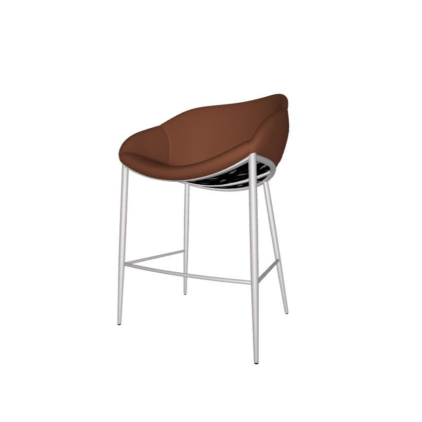 Cattelan Italia Camilla Stool - Modern Bar Stool with Metal Base & Upholstered Seat, Perfect for Kitchen Island, Breakfast Bar & Dining Room