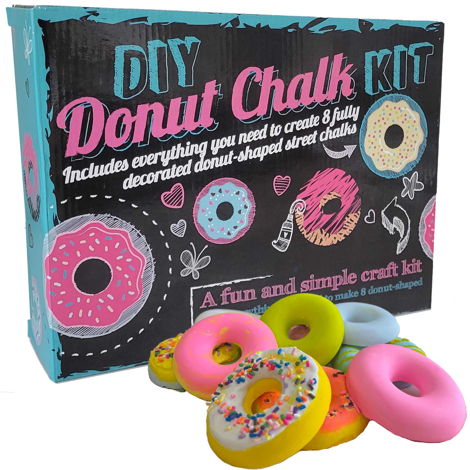 DIY Mushroom Donut Sidewalk Chalk Kit - Make Your Own Street Chalk | Creative Craft Gift for Kids & Teens | Outdoor Fun for Spring, Summer, Fall | Perfect for Birthdays, BBQs & Sidewalk Art Activities