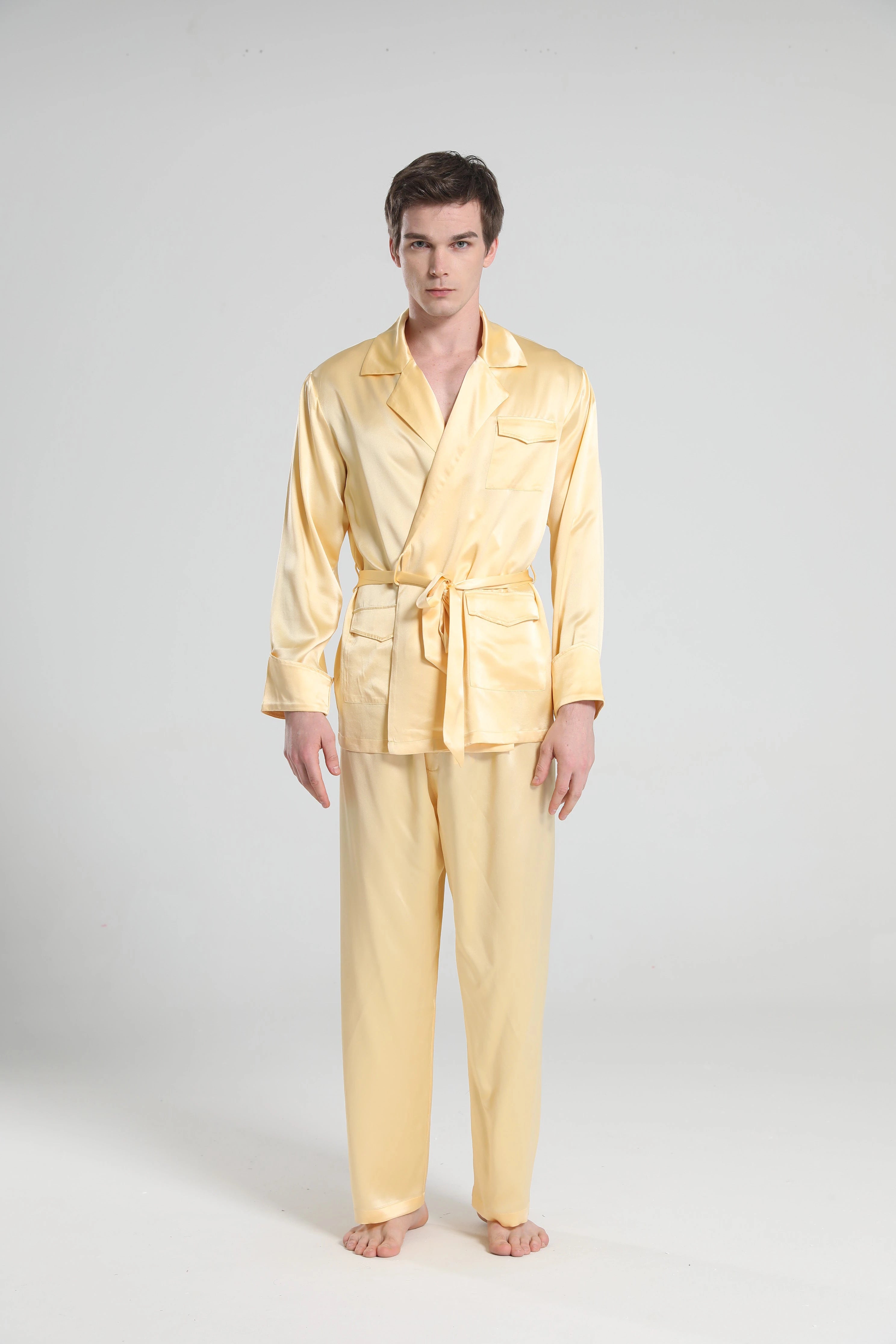 Premium 22 Momme Silk Pajamas for Men - Luxury Sleepwear for Comfort & Style - Perfect for Relaxing at Home, Lounging & Gift Giving