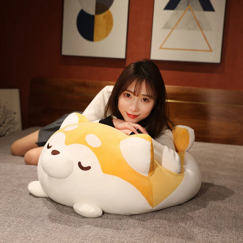 70cm Kawaii Animals Sleeping Dog Fatty Husky Plush Pillow - Super Soft Stuffed Toy for Kids, Boyfriend Gift, Couch & Bed Comfort Pillow - Perfect for Naps, Cuddling and Home Decor