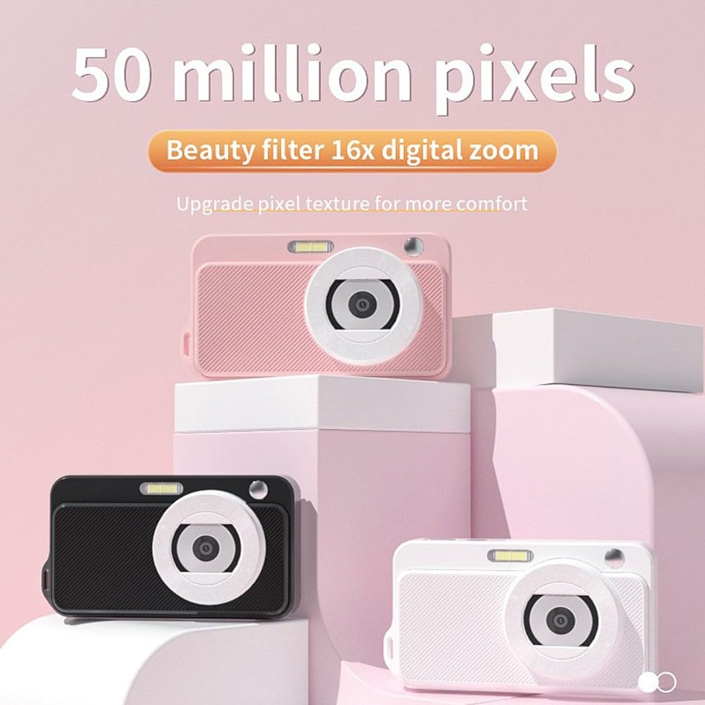 EpheyFIF 4K Vlogging Camera with Autofocus - 16MP Compact Digital Camera for YouTube, Travel & Daily Vlogging | 1080P FHD Video, Dual Lens, Beginner-Friendly (Pink) - Perfect for Content Creation, Family Events & Social Media Sharing