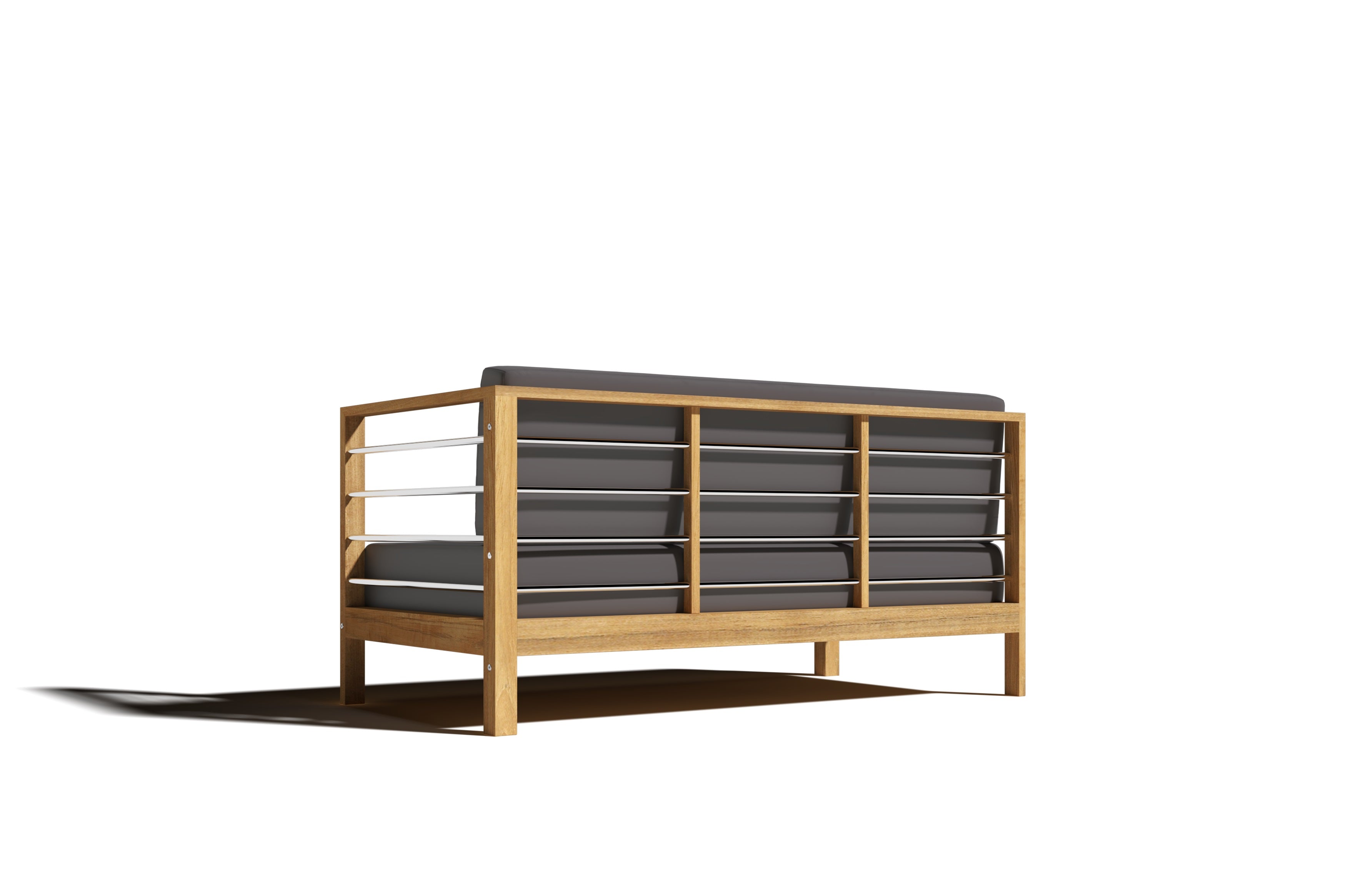 Premium Leon Teak Outdoor Sectional Right Sofa with Sunbrella Charcoal Cushion - Durable Patio Furniture for Backyard, Poolside & Garden Relaxation