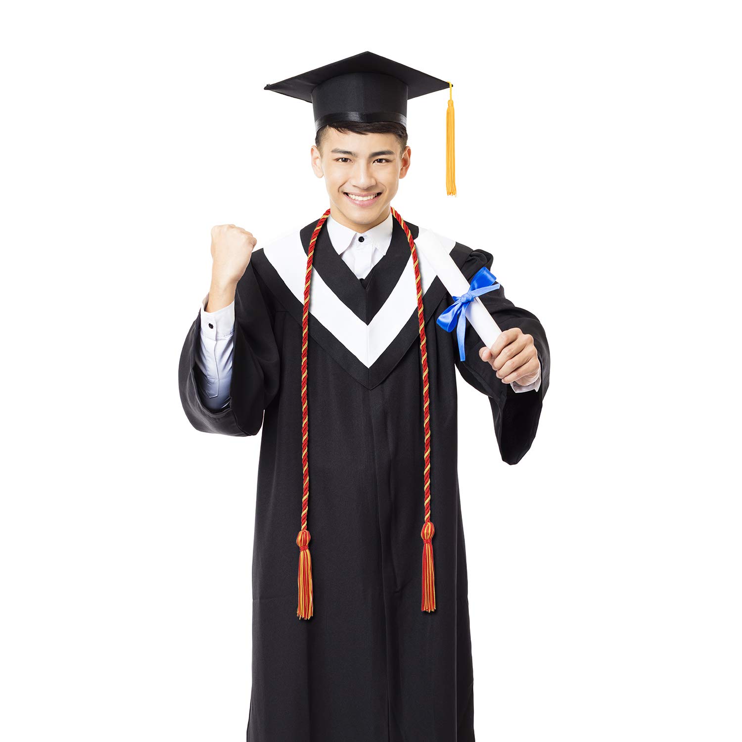 TecUnite 2025 Graduation Honor Cords - Red & Gold Polyester Yarn with Tassels for Bachelor Gown | Perfect for Commencement Ceremonies, Graduation Photos & Academic Achievements