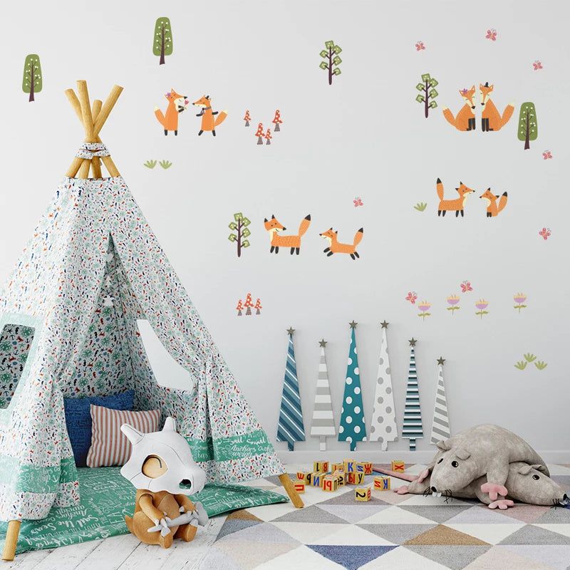 Adorable Cartoon Bear & Rabbit Nursery Wall Decals - Removable Kids Room Stickers for Baby Bedroom, Playroom & Nursery Decor