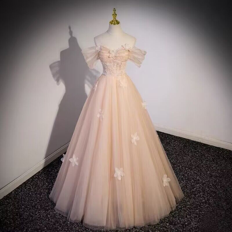 Elegant Off-The-Shoulder Pink Prom Dress for Sweet 16 Birthday Party - Flowy Formal Gown J2976 | Perfect for Homecoming, Quinceañera & Special Occasions