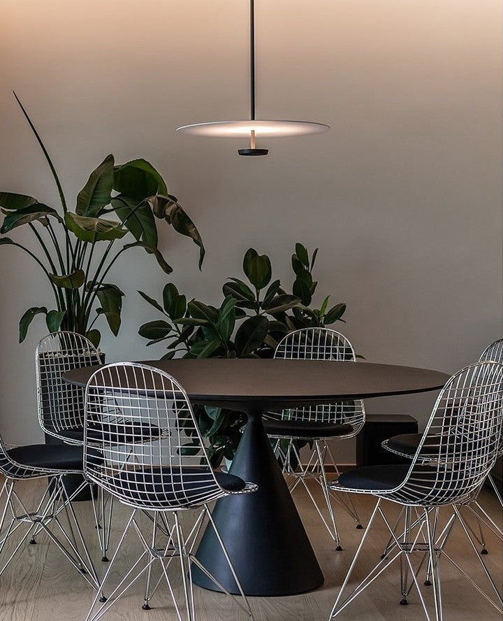 Modern Flat Pendant Light Fixture - Sleek Minimalist Ceiling Lamp for Kitchen Island, Dining Room & Bedroom Lighting - Energy Efficient LED Hanging Light with Adjustable Cord