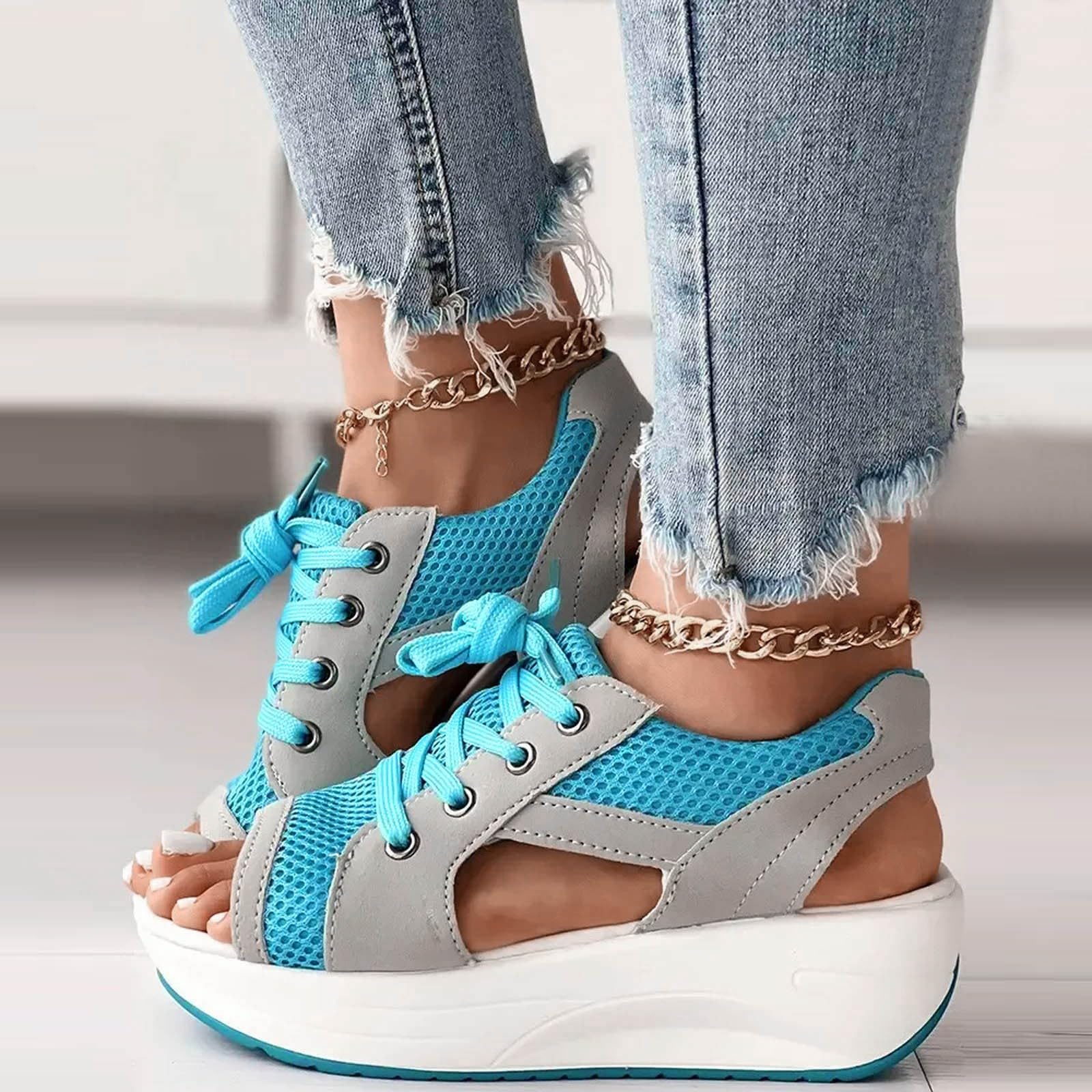 WILLBEST Women's Orthopedic Sandals - Comfortable Slingback Open Toe Wedge Platform Sandals for Summer, Washable & Supportive Footwear - Perfect for Walking, Travel, and Everyday Wear