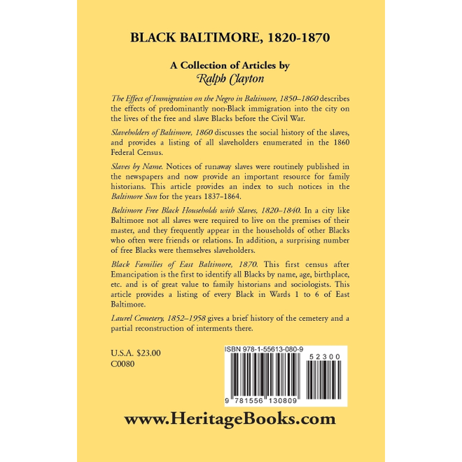 Black Baltimore: African American Life and Culture from 1820 to 1870 - Historical Book for American History Studies & Civil Rights Research