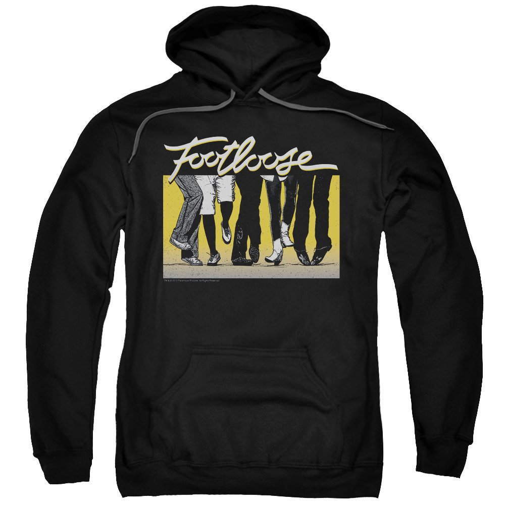 Footloose 80's Dance Musical Film Inspired Adult Pullover Hoodie - Black Retro Dance Party Sweatshirt for Movie Fans & 80s Theme Parties