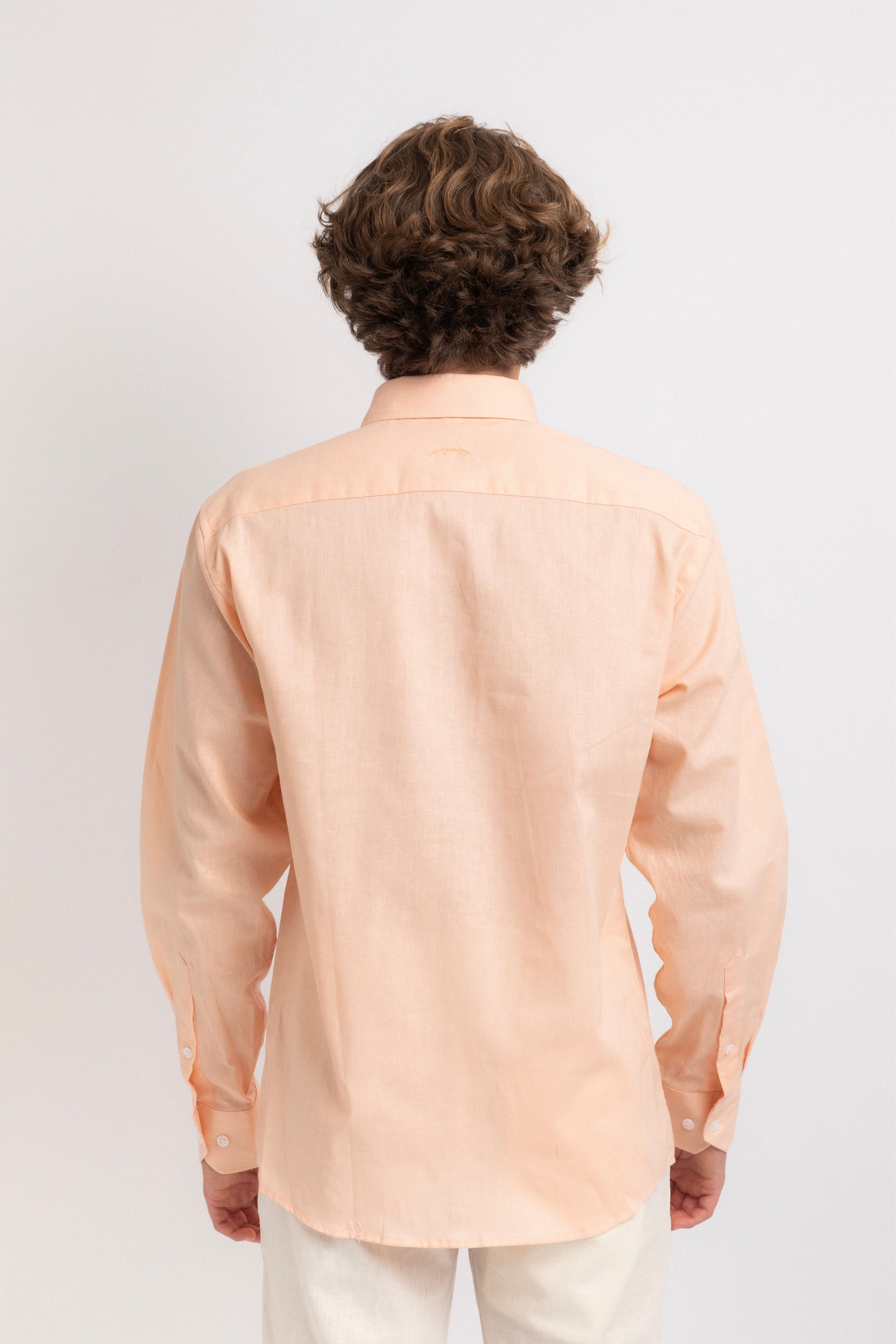 Cannes Melon Linen Shirt for Men - Breathable Summer Casual Button Down Shirt | Lightweight & Comfortable Linen Blend | Perfect for Beach Vacation, Outdoor Activities & Business Casual Wear