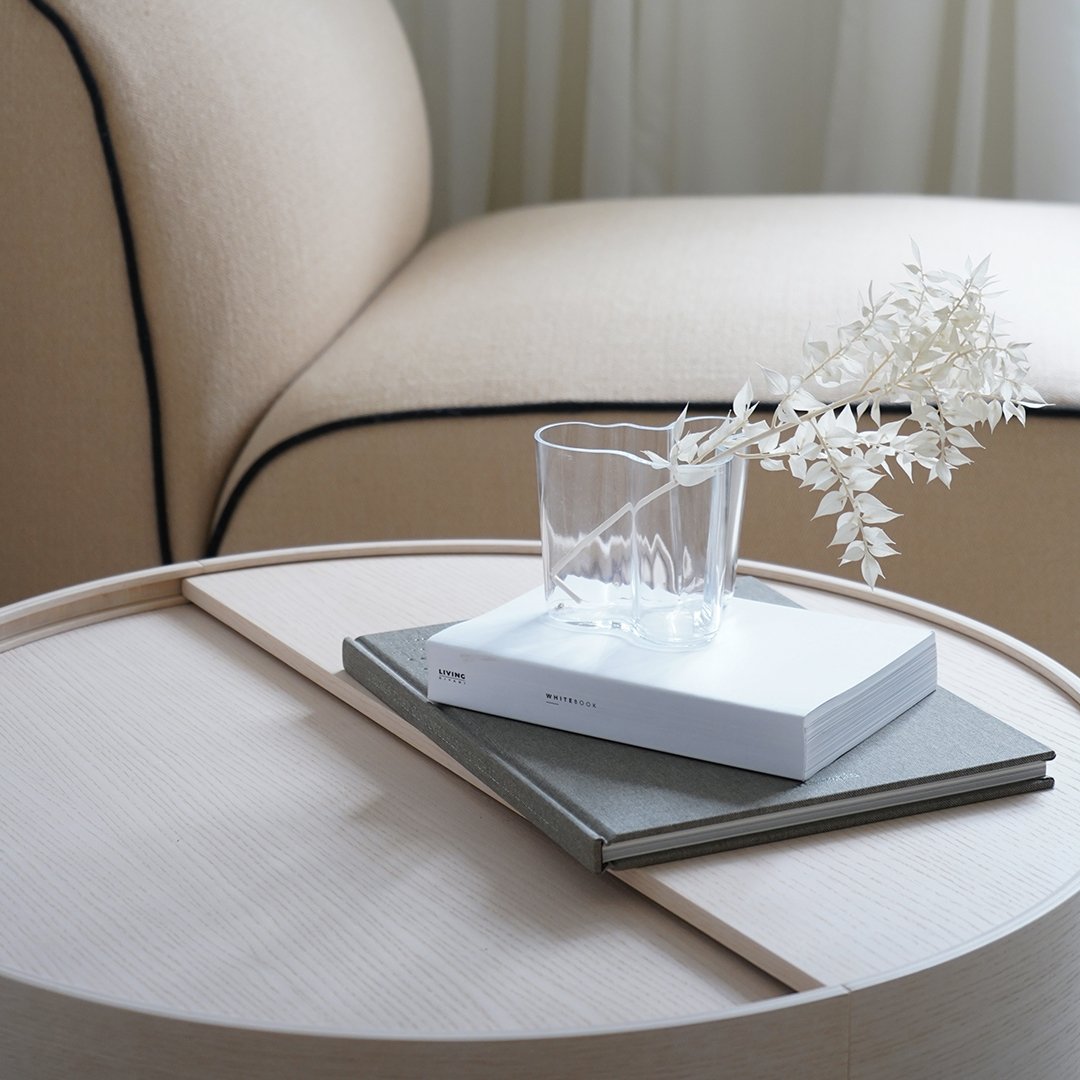 Modern Arc Coffee Table - Mid Century Design Glass Top Living Room Furniture for Small Spaces - Perfect for Apartments, Lounges & Home Decor