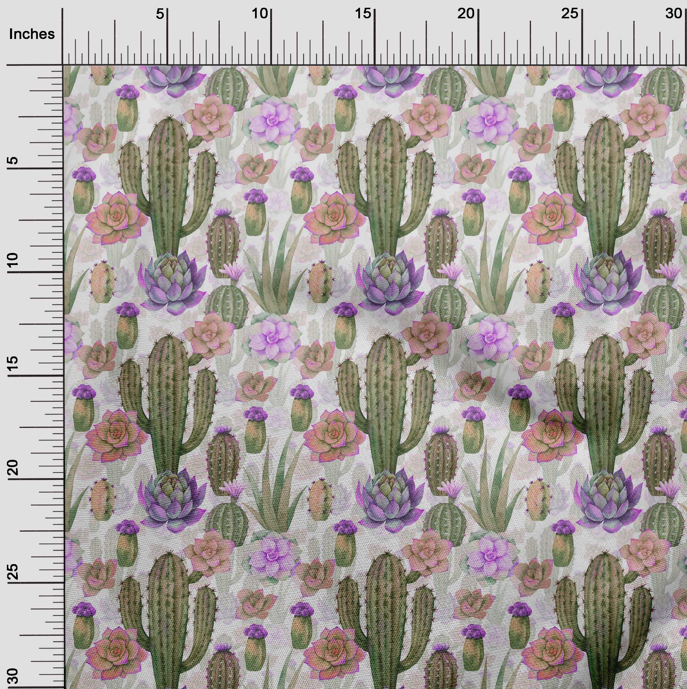 oneOone Rayon Purple Cactus Print Fabric - 56 Inch Wide for DIY Clothing, Sewing & Crafts | Soft, Durable Material for Dresses, Quilts & Home Decor Projects