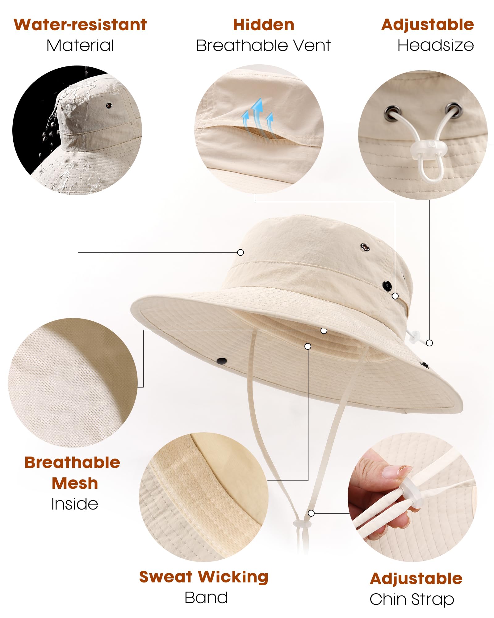 FURTALK Women's Sun Hat with Ponytail Hole - UPF 50+ Wide Brim Beach Bucket Hat for Fishing, Hiking & Outdoor Activities - Perfect for Summer Vacations, Beach Trips and Gardening