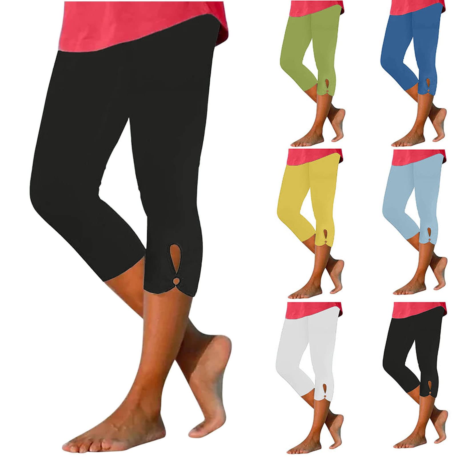 **Women's Red Capri Jeggings - Stretchy Cropped Leggings, Knee-Length & Plus Size (XX-Large) | Comfortable Workout Pants for Yoga, Running & Casual Wear**
