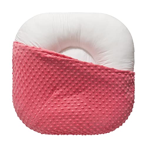 Premium Newborn Baby Lounger - Ultra Soft Minky Dot Cover, 25x25x9/6 Inch Infant Floor Seat | Safe & Comfortable Baby Essentials for Nursery, Playtime & Travel (Strawberry Ice)
