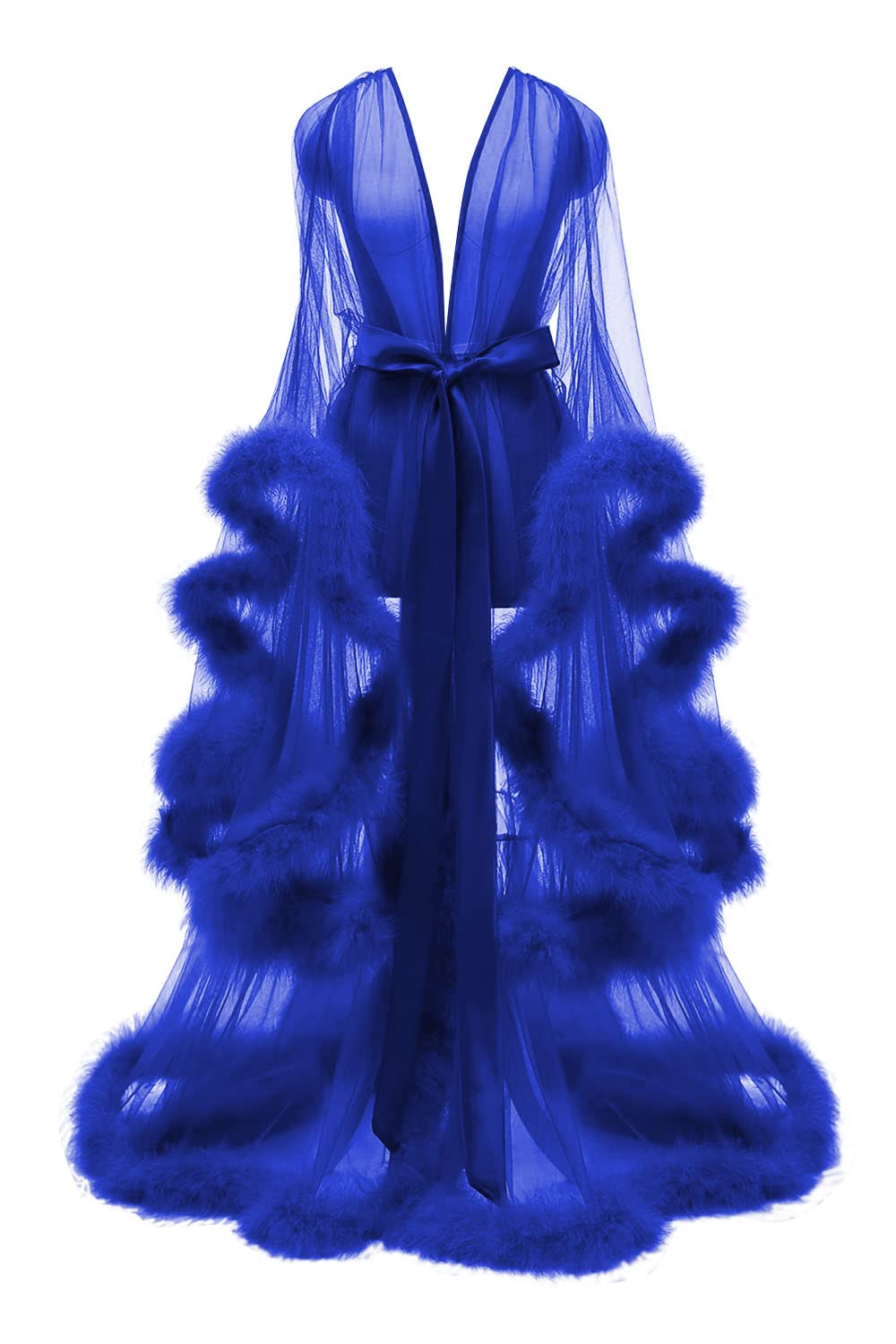 Sexy Feather Trim Maternity Nightgown - Women's Lingerie & Bridal Robe for Pregnancy, Nursing, Sleepwear & Boudoir Photography