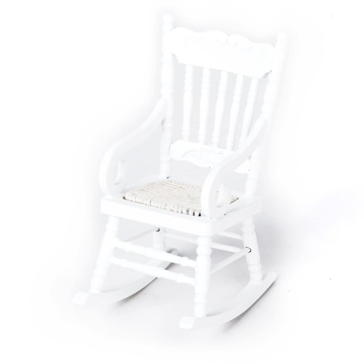 iPetBoom Miniature Wooden Rocking Chair - 1:12 Scale Desk Topper, Tiny Furniture for Dollhouse & Office Decor | Perfect for Miniature Displays, DIY Crafts & Desktop Accessories