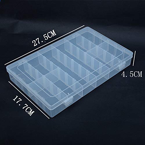 Clear Plastic Organizer Box with 36 Adjustable Dividers | Multi-Compartment Storage Container for Jewelry, Electronics, Fishing Tackle & Tools | Perfect for Home Organization, Craft Supplies & Workshop Storage